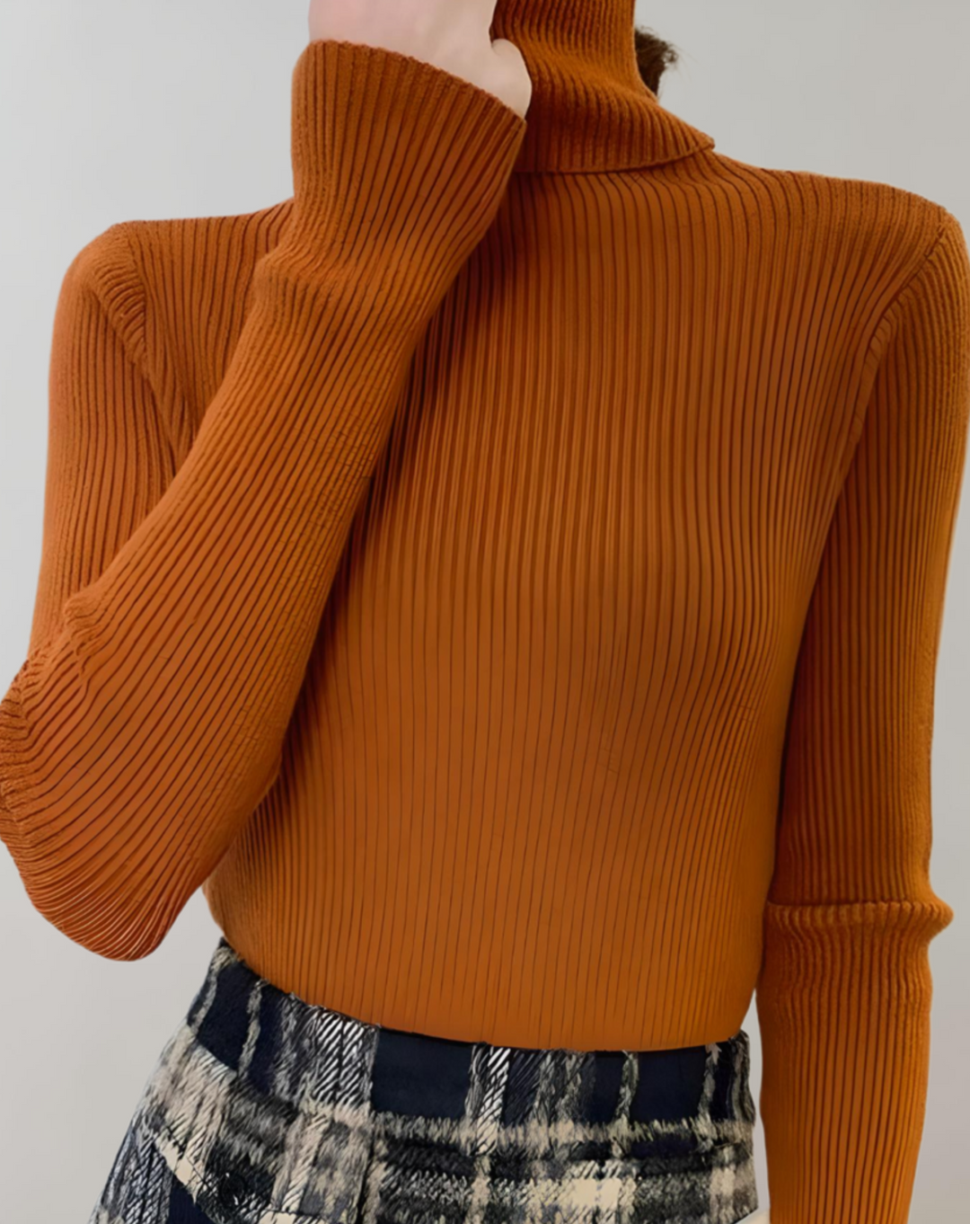 Amber - Lässiger, schmal geschnittener Pullover mit Rollkragen und in Uni-Farbe